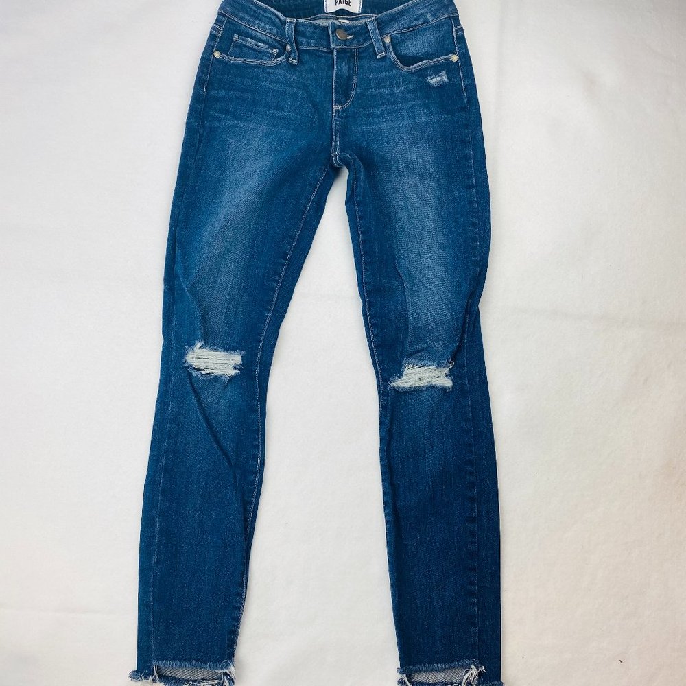 Paige Verdugo Ankle Skinny Jeans Step Fray Hem 26